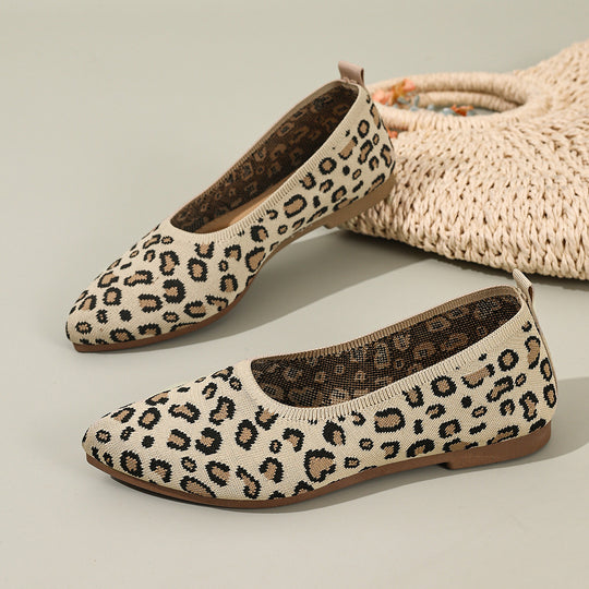 Damen Ballerinas mit elegantem Leopardenmuster und weichem Fußbett EB