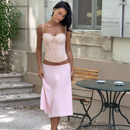Damen Spitzen-Corsage mit verstellbaren Trägern und verdecktem Verschluss EB