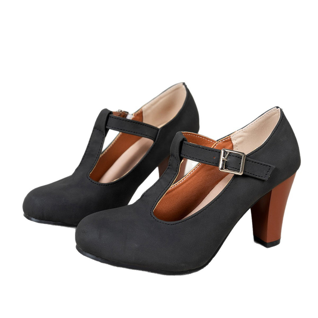 Damen T-strap Pumps mit eleganter Absatzhöhe und verstellbarem Riemen EB