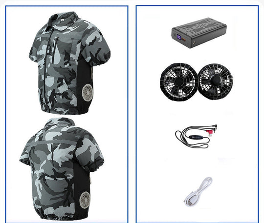 Unisex nan leichte kurzarm Kühljacke mit integrierten Lüftern und Akku R&B