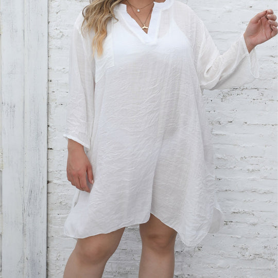 Damen lässiges Strandkleid mit seitlichem Schlitz EB