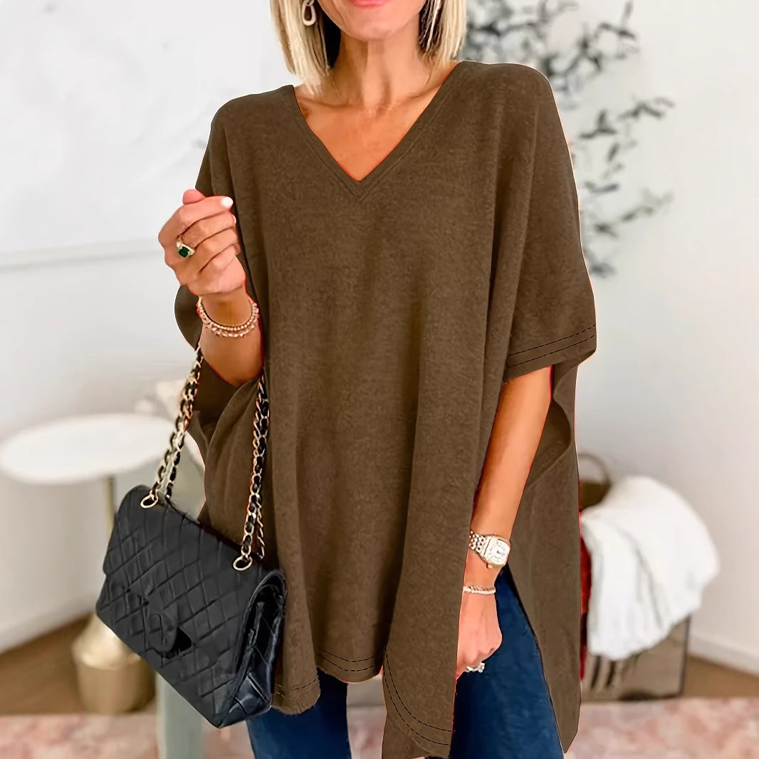 Damen V-Ausschnitt Oversized-Tunika EB