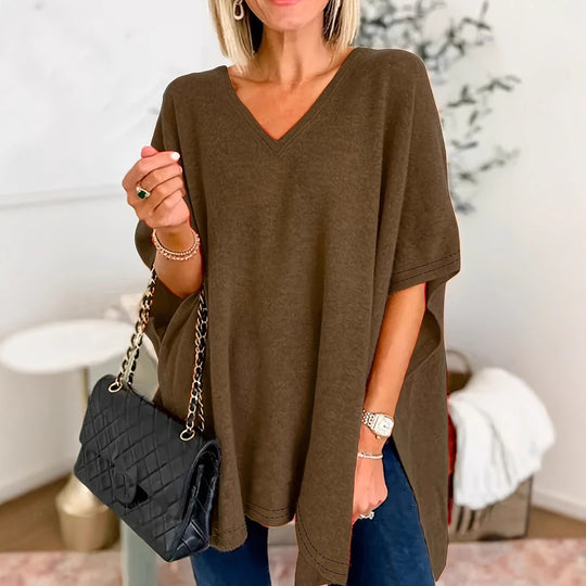 Damen V-Ausschnitt Oversized-Tunika EB