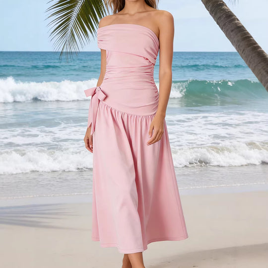 Damen Wickelkleid mit verstellbarem Taillengürtel und asymmetrischem Ausschnitt EB