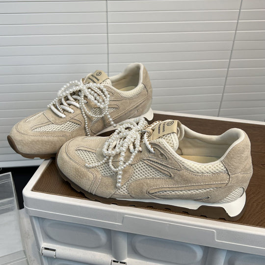 Damen Sportliche Sneaker mit atmungsaktivem Mesh und luxuriösem Veloursleder EB