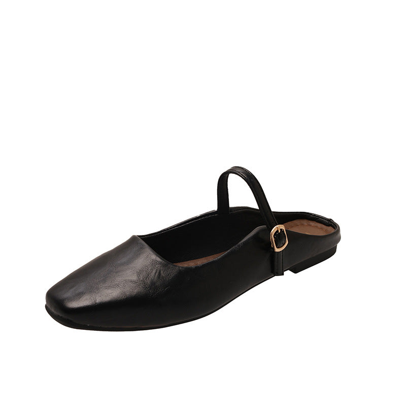 Damen elegante Slingback-Pantoletten aus hochwertigem Leder mit modischem Riemen EB