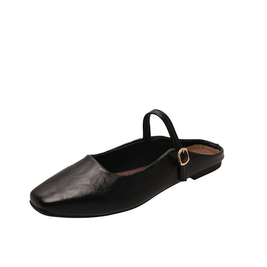 Damen elegante Slingback-Pantoletten aus hochwertigem Leder mit modischem Riemen EB