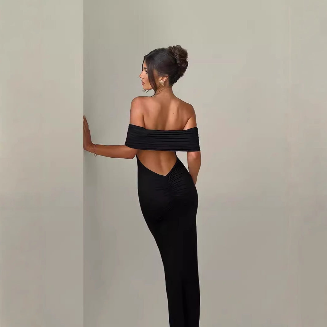 Damen Elegantes Abendkleid mit trägerlosem Design und gerafften Details EB