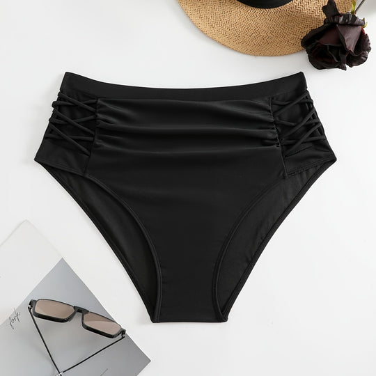 Damen High-Waist Bikinihose mit stilvollen Rüschendetails EB