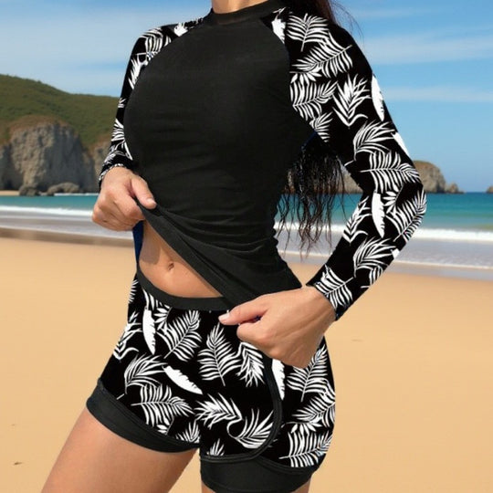 Damen Sportlicher Langarm-Oberteil mit komfortablen Shorts EB