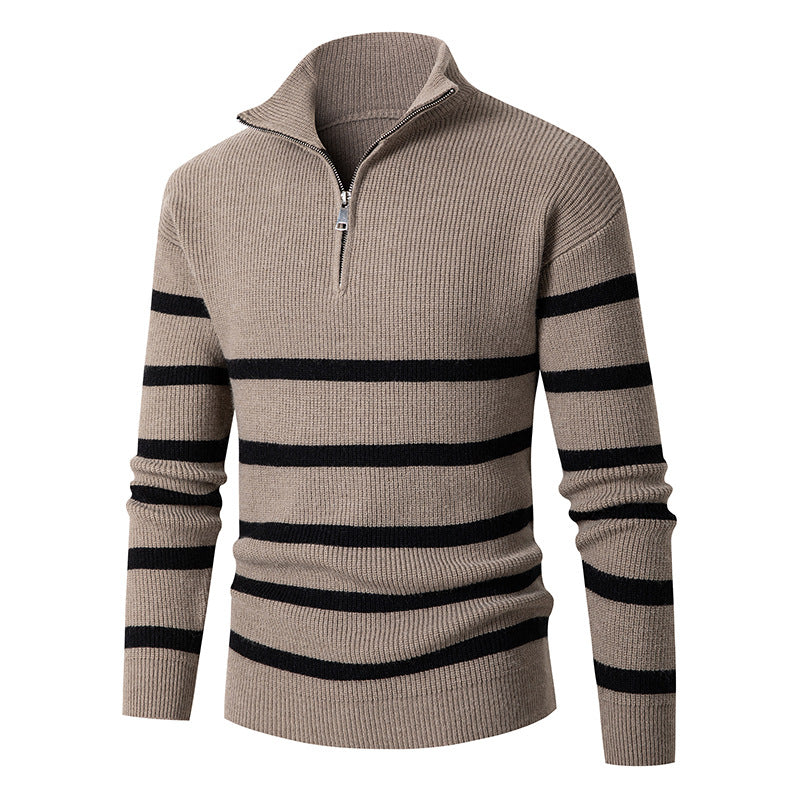 Herren Strickpullover mit Stehkragen und sportlichem Reißverschluss EB