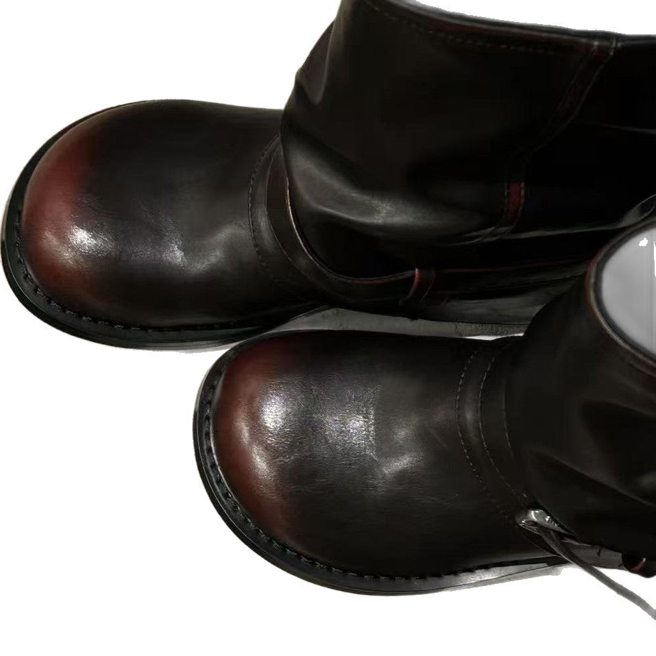 Damen modische Winterstiefel mit gerafftem Schaft und dekorativem Schnallenakzent EB
