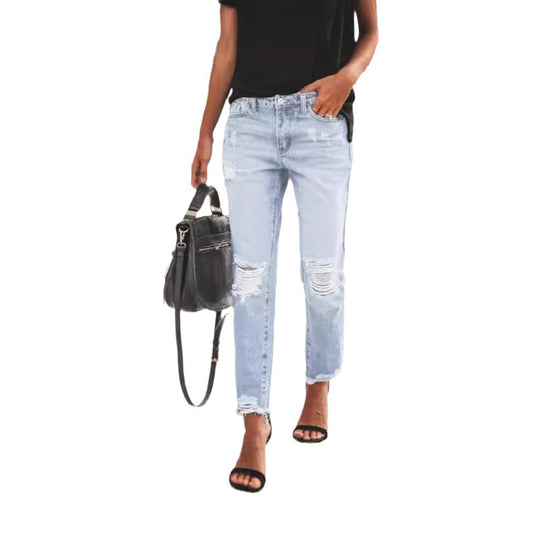 Damen Jeanshose mit modischen Destroyed-Details und bequemer Passform EB
