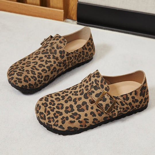 Damen Bequeme Mokassins mit originellem Leopardenmuster EB