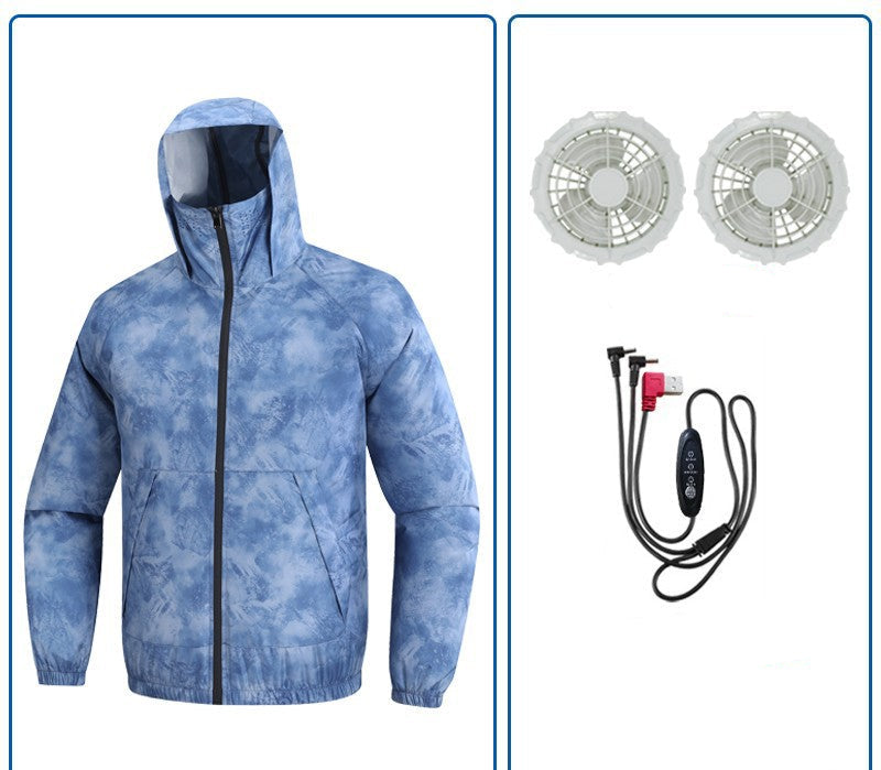Herren nan leichte winddichte Sommerjacke mit abnehmbaren USB-Lüftern und atmungsaktivem Funktionsmaterial R&B