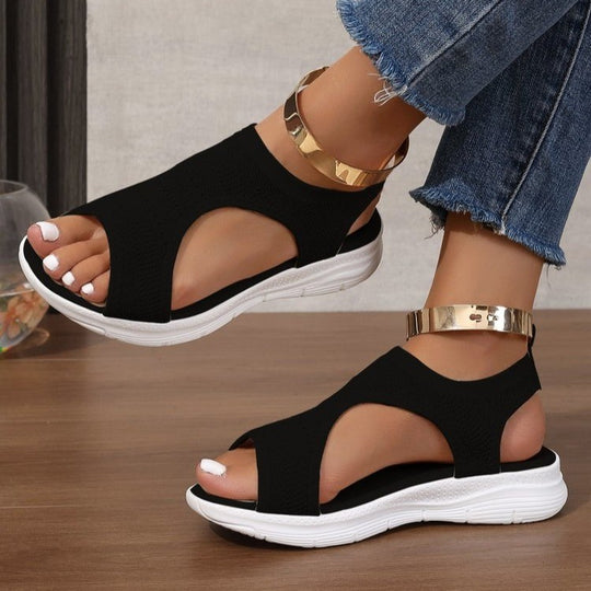 Damen Sportliche Strick-Sandalen mit atmungsaktivem Obermaterial und dämpfender Laufsohle EB