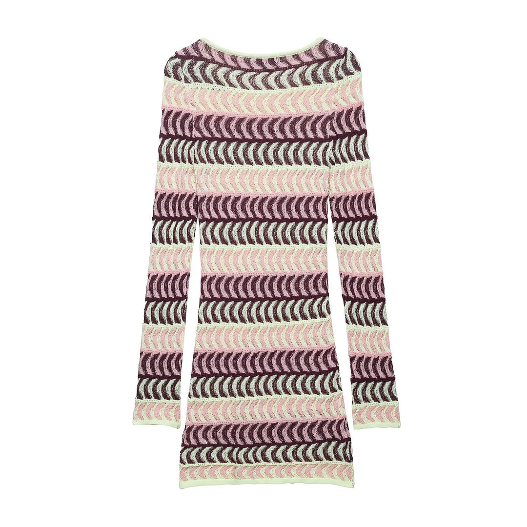 Damen Strickkleid mit einzigartigem geometrischem Muster EB