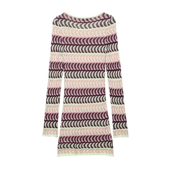 Damen Strickkleid mit einzigartigem geometrischem Muster EB