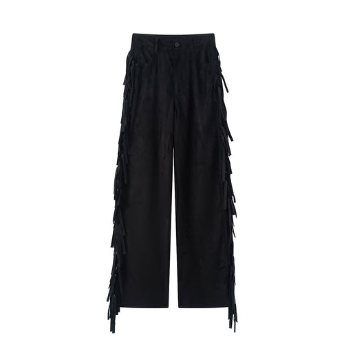 Damen weite Hose mit Fransen und modernem Schnitt EB