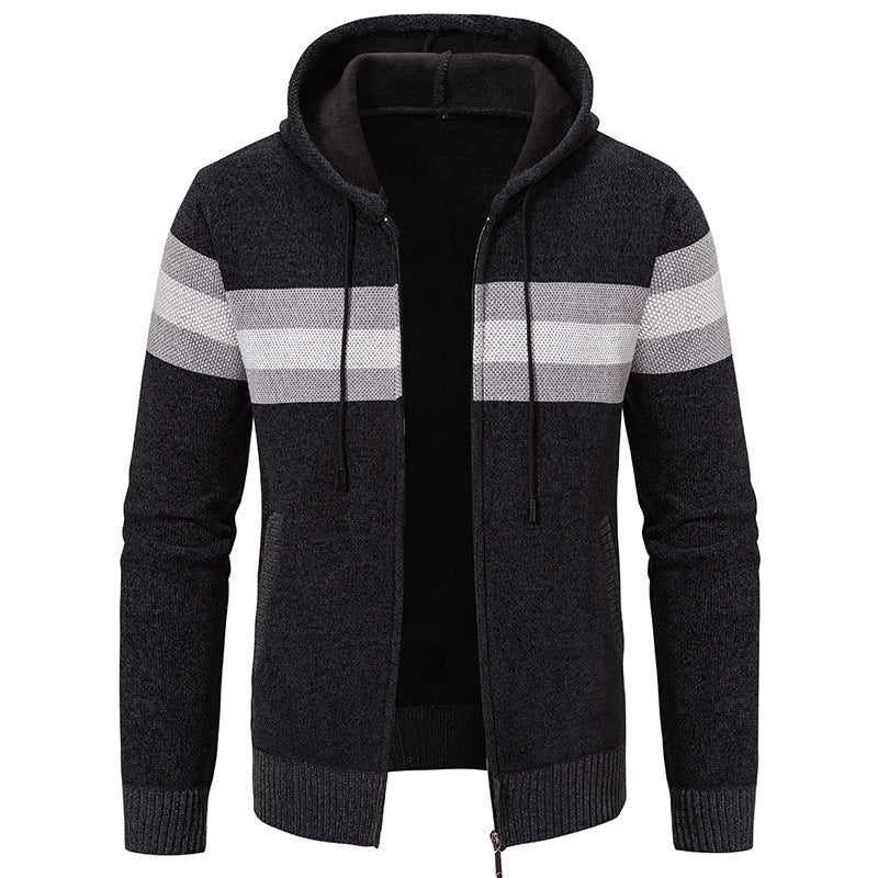 Herren modische Kapuzenjacke mit strukturiertem Design und elegantem Innenkragen EB
