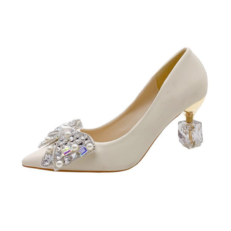 Damen elegante Pumps mit dekorativem Strass-Detail EB