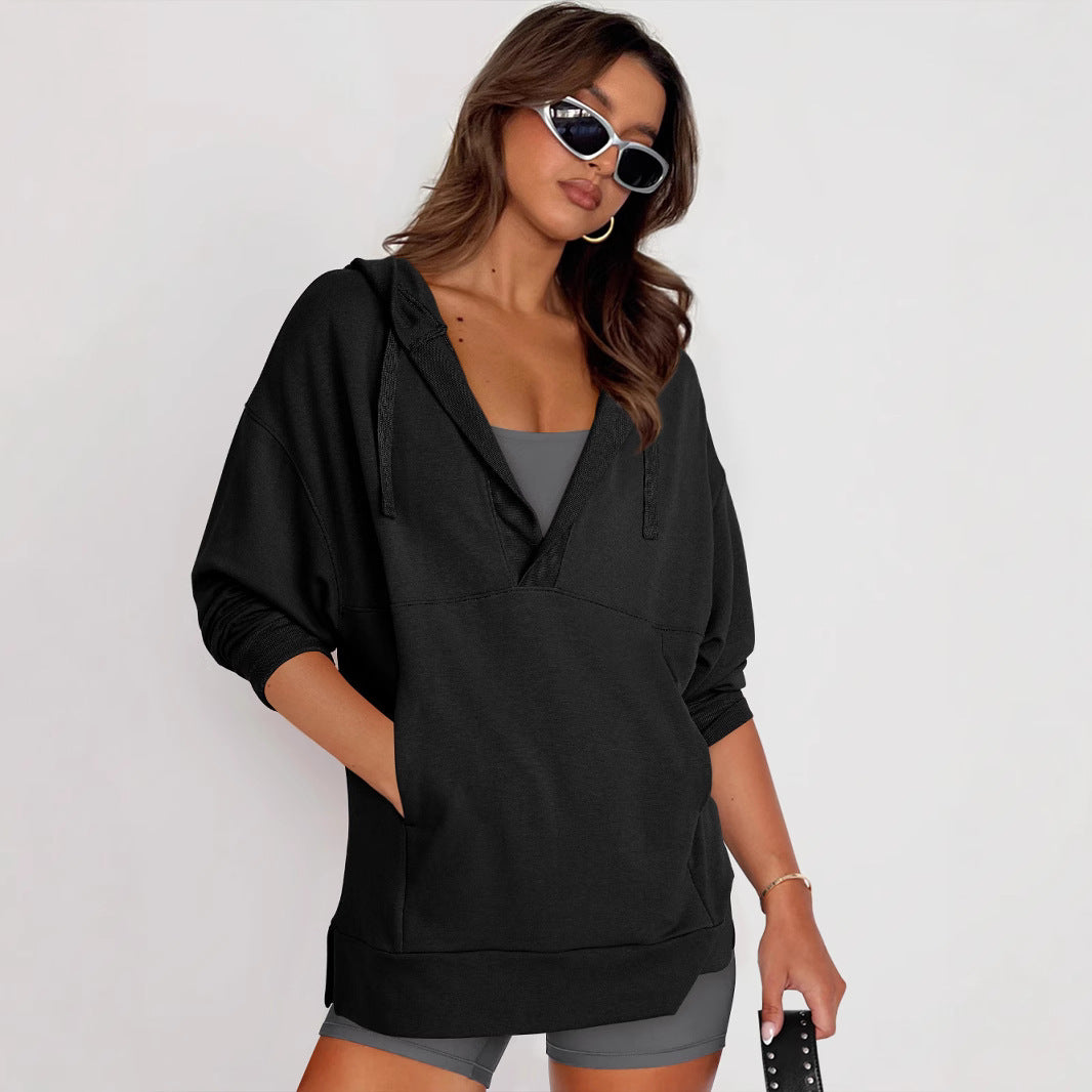 Damen Lässiger Kapuzenpullover mit asymmetrischem Schnitt und praktischen Taschen EB