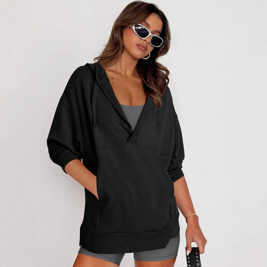 Damen Lässiger Kapuzenpullover mit asymmetrischem Schnitt und praktischen Taschen EB