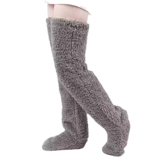 Damen Kuschelige Overknee-Socken aus weichem Fleece EB