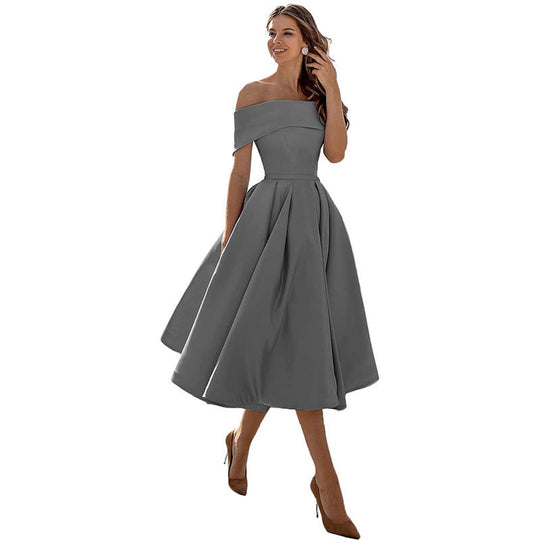 EB | Legere Mode Satin Cocktailkleid Ohne Träger