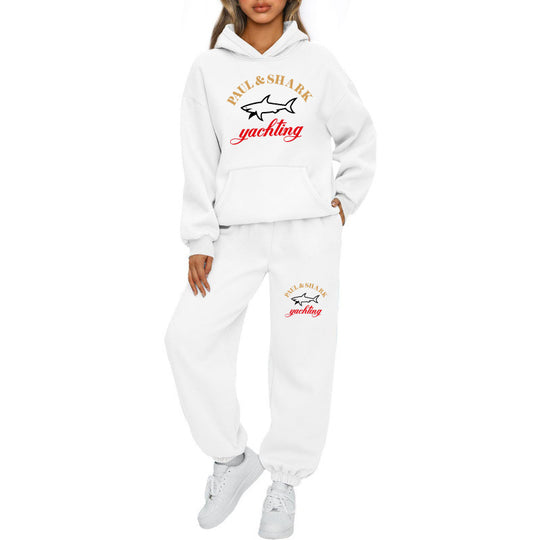 Damen nan oversized Hoodie und Jogginghose Set mit Kapuze Kängurutasche und gerippten Bündchen EB