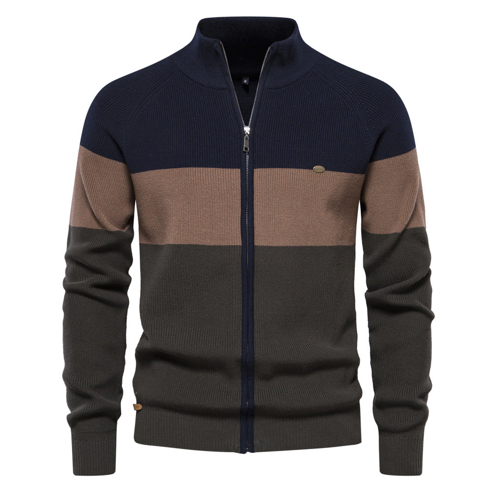 Herren Strickjacke mit modischem Farbblockdesign und hochwertigem Reißverschluss EB