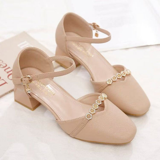 Damen Elegante Blockabsatz-Pumps mit Schmuckverzierung EB
