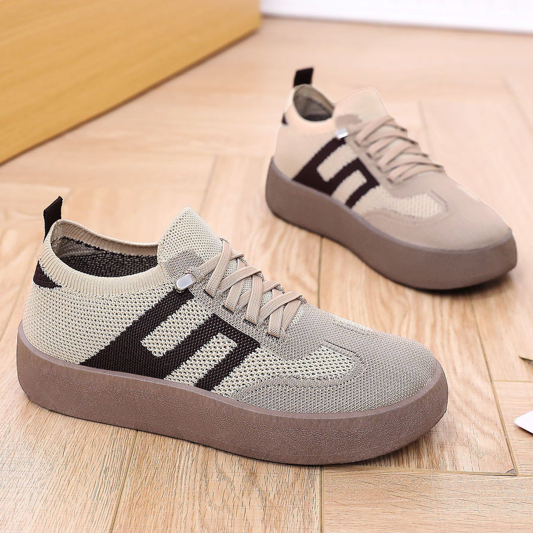 Damen Sneakers mit atmungsaktivem Mesh-Obermaterial und plateauförmiger Sohle EB