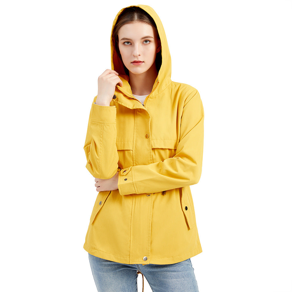 Damen nan wasserabweisender Parka mit taillenkordel und asymmetrischem Saum EB