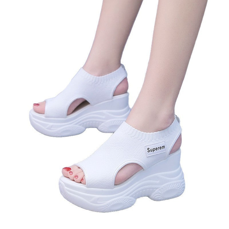 Damen modische Plateau-Sandalen mit atmungsaktivem Netzmaterial und rutschfester Sohle EB