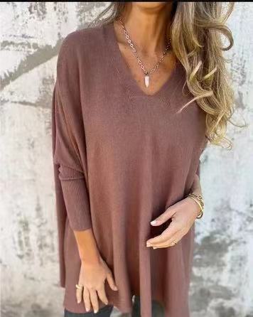 Damen V-Ausschnitt Oversized Pullover EB