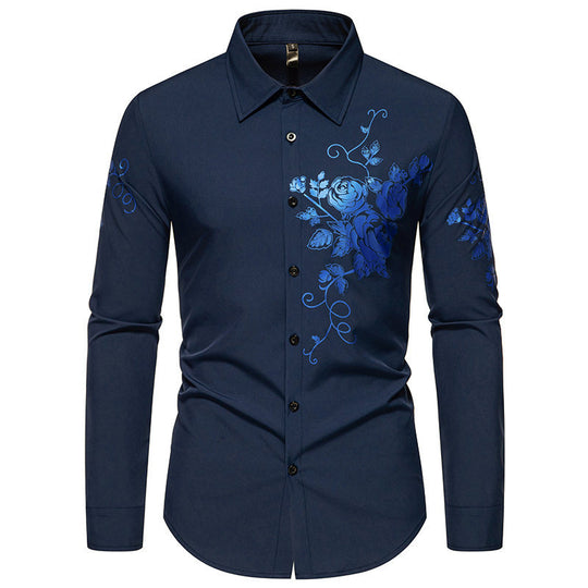 Herren Langarmhemd mit floralem Design EB