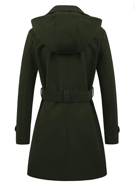 Damen eleganter Peacoat mit doppelter Knopfleiste und Taillengürtel EB