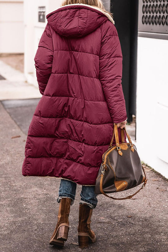 Damen lange, gefütterte Winterjacke mit Fleece-Futter EB
