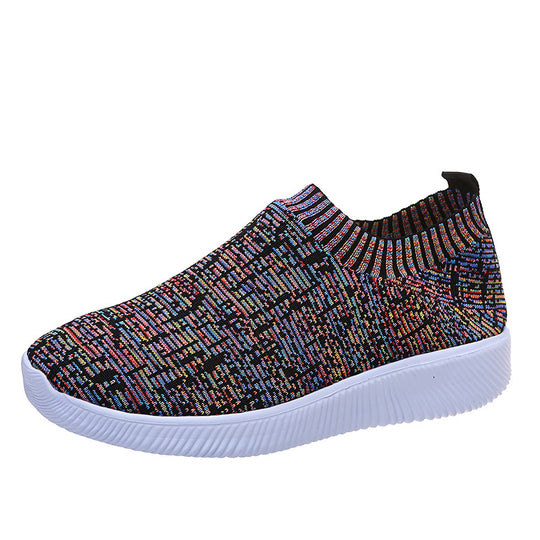 Damen Slip-On Sportschuhe mit atmungsaktiver Strick-Oberfläche und rutschfester Sohle EB