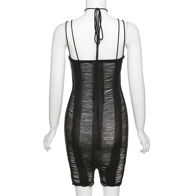 Damen Bodycon Overall mit Ripsoptik und eleganten Trägern EB