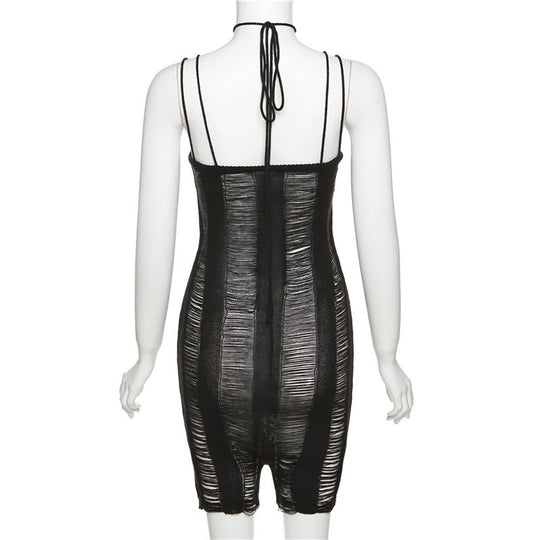 Damen Bodycon Overall mit Ripsoptik und eleganten Trägern EB
