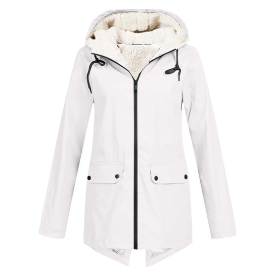 Damen Wasserabweisende Übergangsjacke mit warmem Fleece-Futter und verstellbarem Kapuzenkragen EB