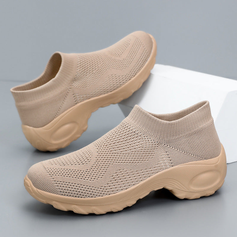 Damen Sportliche Slip-On Laufschuhe mit elastischem Gewebe und dämpfender Sohle EB