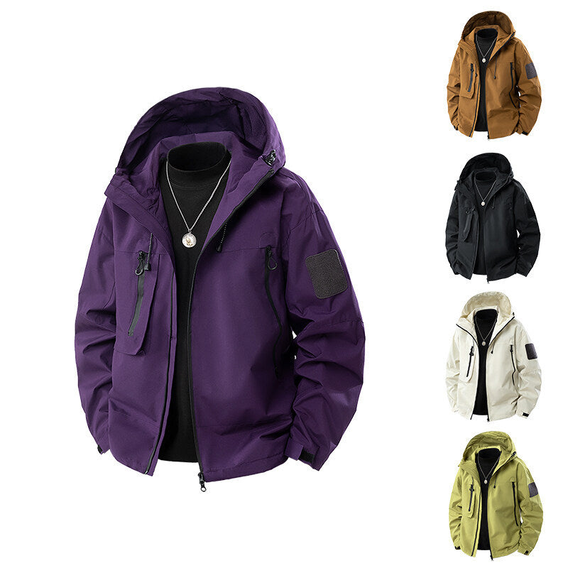 Herren wasserfeste Multifunktionsjacke mit Kapuze und praktischen Taschen EB