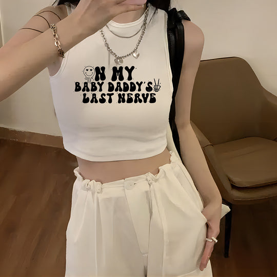 Damen Crop-Top mit kreativem Spruch und lässigem Schnitt EB