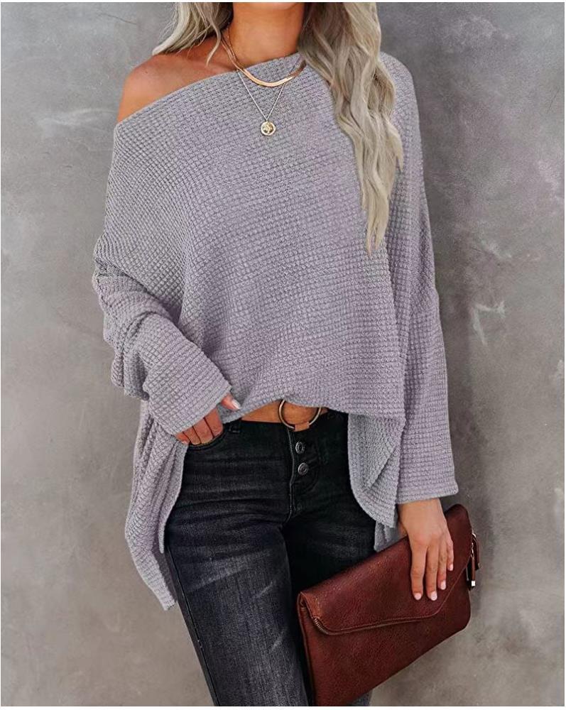 Damen lässiger Off-Shoulder Pullover im Strukturdesign EB