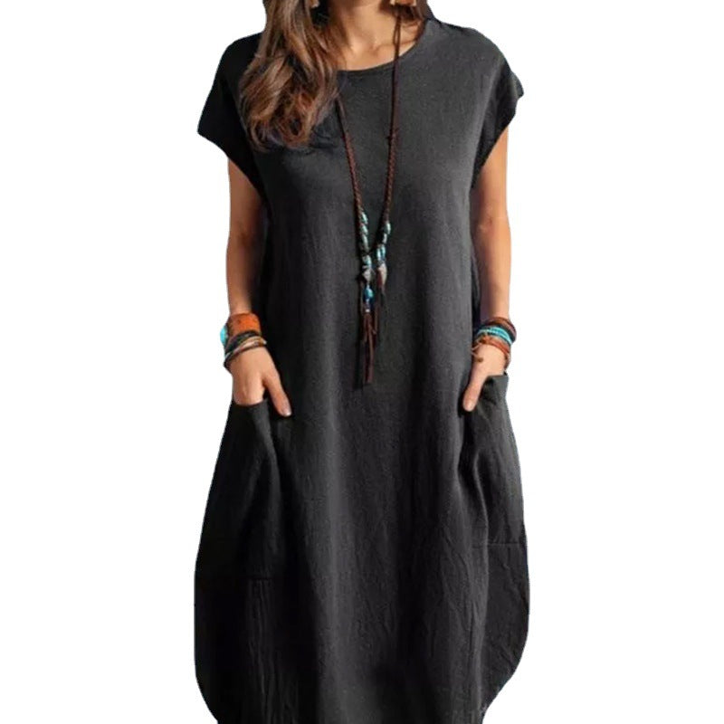Damen luftiges Sommerkleid mit praktischen Taschen und modernem Schnitt EB