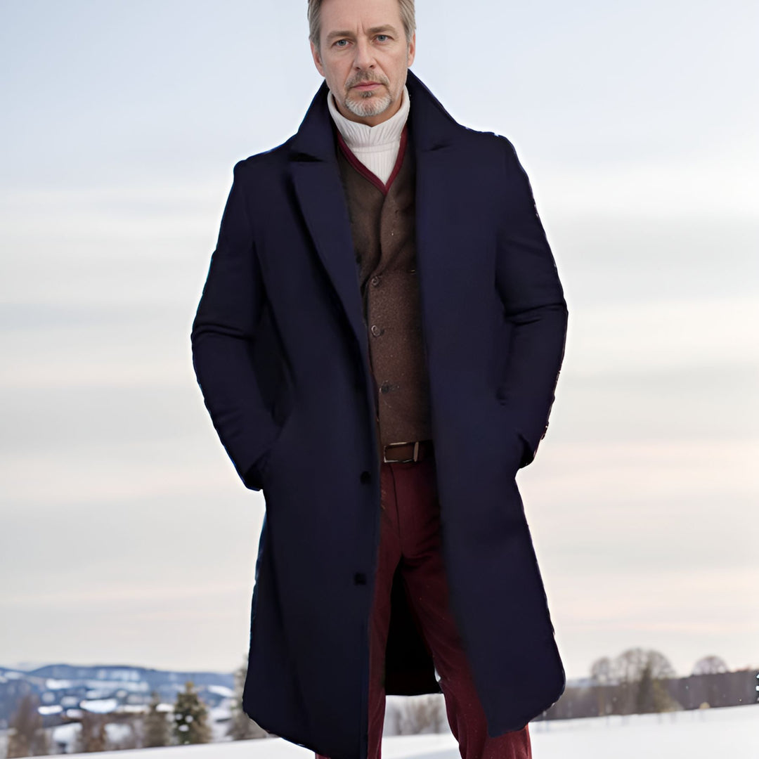 Herren eleganter Wintermantel mit schickem Revers EB