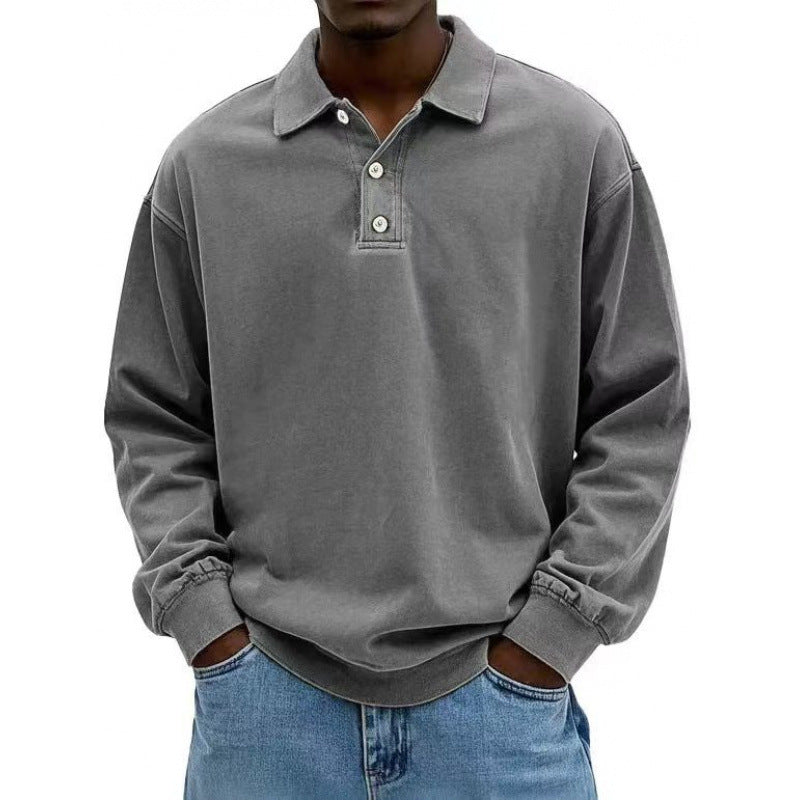 Herren Oversize Langarm Polo aus Baumwollmix EB